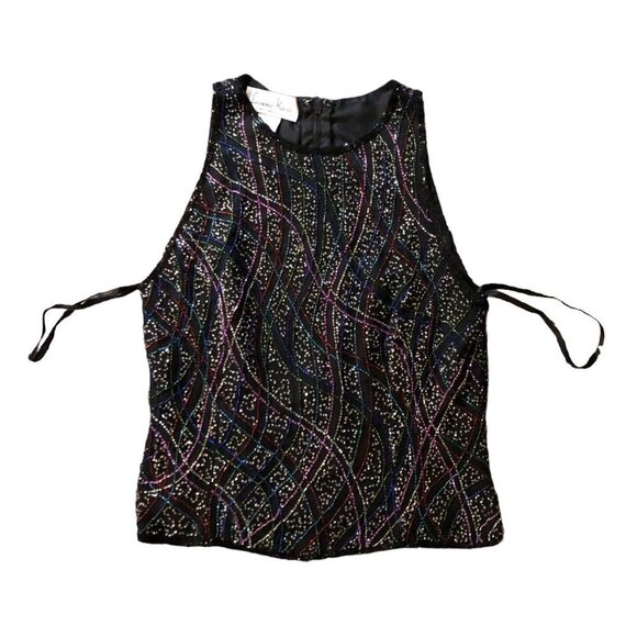 Laurence Kazar Studded Polyester Geometric Top Medium - Picture 1 of 5